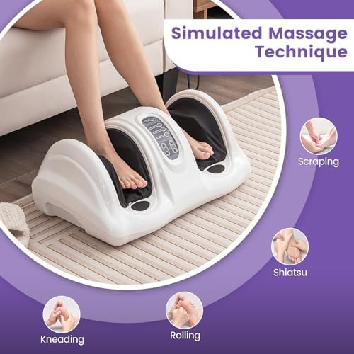 Giantex Shiatsu Foot Massager Machine for Feet, Leg Calf Ankle, Relieve Pain, Spa Gift Deep Kneading Rolling Massage, Electric Shiatsu Feet Massager w/Remote, 4 Modes, White - Image 7