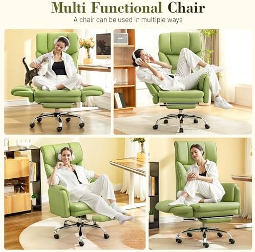Office Chair, Flip Armrests for Pets Criss Cross Legged,Avocado Green - Image 3