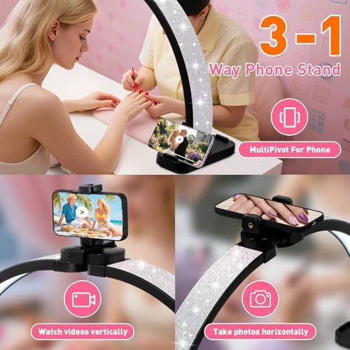 HITTI Super Large 31in Half Moon Light for Nail Desk, Crystal Diamond Black - Image 3