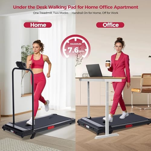 Small Treadmill for Home, Walking Pad Treadmill with Incline and Handle Bar, 3.0HP Electric Under Desk Treadmill for Small Space, 0.6-7.6MPH Portable Mini Exercise Treadmills, 350LBS Capacity - Image 6