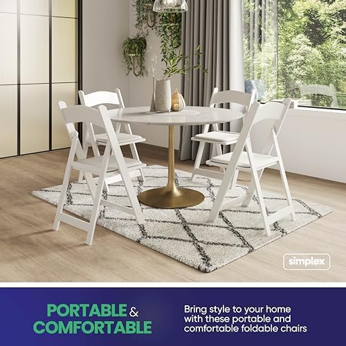 SIMPLEX Resin Folding Chairs, Padded Seat, 800 lb, White, 100 Pack - Image 5