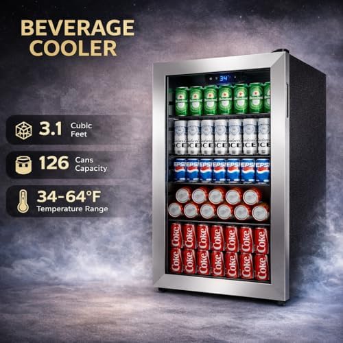 Manastin 130 Can Beverage Refrigerator, 3.2 Cu.Ft Drink Cooler - Image 2