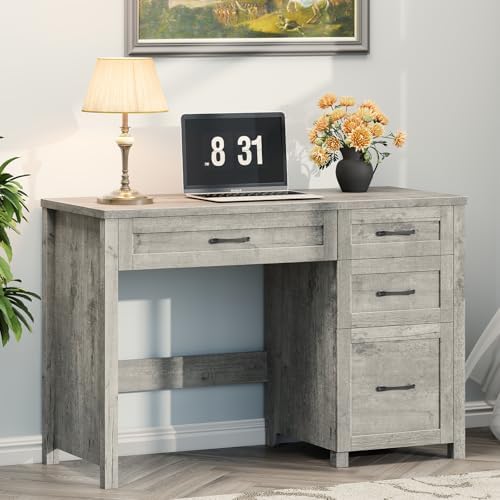 Halitaa Farmhouse 47" Executive Desk, Computer Desk with File Drawer, Grey - Image 6