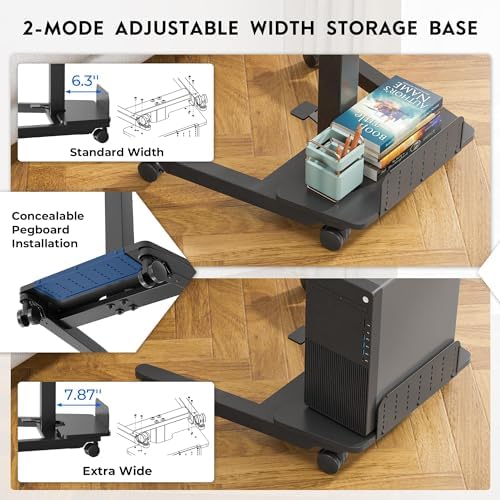 BONTEC Mobile Standing Desk, Adjustable Height, 23.6 x 20.5 Inch, Black - Image 5