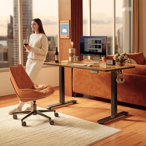 FEZIBO Standing Desk 55 × 24 Inch Electric Height Adjustable, Rustic Brown - Image 2