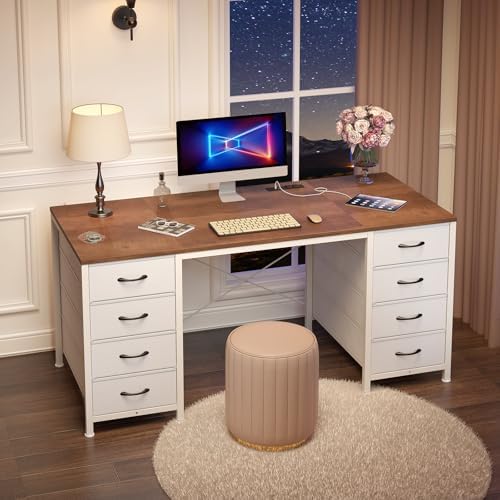 50 Inch Computer Desk with 8 Drawers for Home Office, Bedroom, Living Room - Image 3