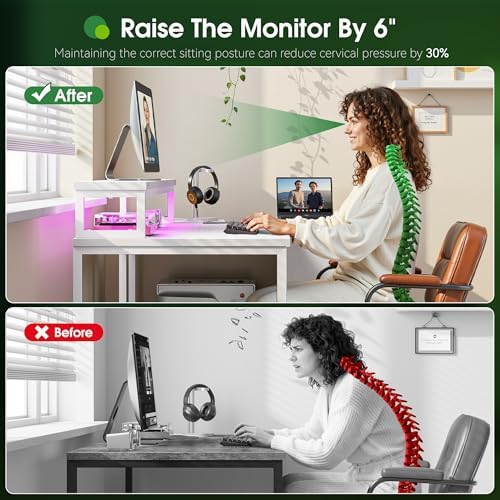 EnHomee 48"White L Shaped Desk with 3 Storage Drawers for Teen Gamers Study - Image 4