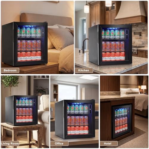 FoMup Mini Fridge 50 Can, Small Beverage Refrigerator with Reversible Glass Door, Countertop Drink Cooler with Temperature Control, Compact Beer Soda Fridge for Office Dorm Kitchen, Black - Image 7