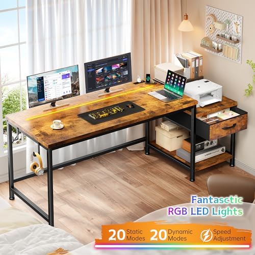 DurayLoly 48"Computer Desk with Printer Shelf,Drawer & Hook for Home Office - Image 5