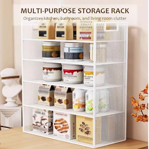 Mesh Metal Dorm Desk Hutch with Handle,Desktop Bookshelf Organizer,Office File Paper Tray Organizer for Home Office,School Supplies(15.7" W x 6.3" D x 9.8" H, Black Wood 2 Tier) - Image 4
