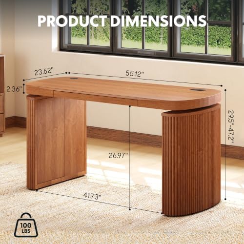 FLEXISPOT 55 x 24 Inch Executive Standing Desk with Drawer, Brown - Image 5