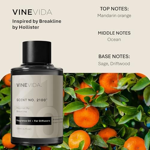 VINEVIDA [4 Fl Oz] Scent NO. 2100 Fragrance Oil for Cold Air Diffusers, Aromatic Notes of Ocean Orange Sage, Essential Oils for Diffuser Oil Refill & Air Freshener Room Spray - Image 2