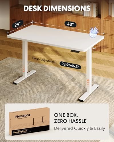 FLEXISPOT EN1 48"x24" One-Piece Standing Desk, White - Image 3