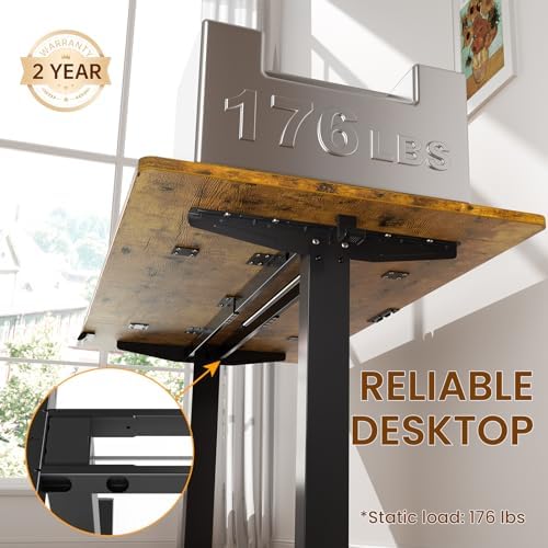 Veken 63"x28" Wider Large Standing Desk, Electric Height Adjustable, Brown - Image 6