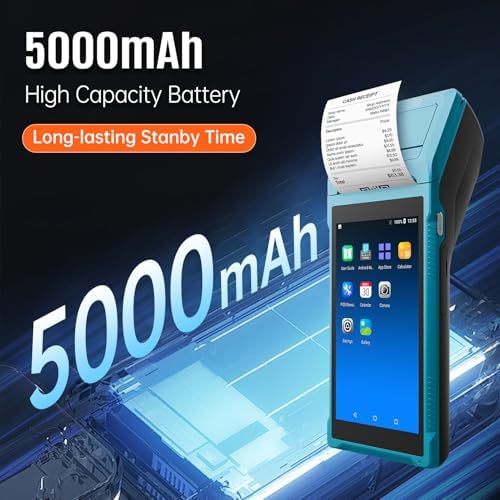 Bisofice POS Receipt Printer, Android 8.1 OS Mobile POS, 58mm Receipt Printer, 5.45" Touch Screen PDA Printer Supports 3G WiFi BT4.0 USB OTG Bluetooth, Handheld POS Machine Terminal Printer (Cerulean) - Image 4