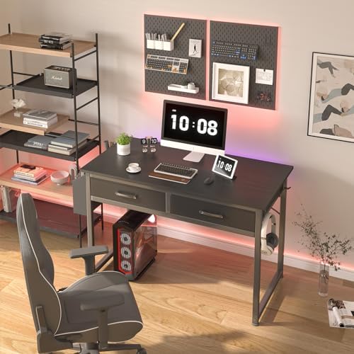 DLisiting Computer Desk with Fabric Drawers for Home Office Bedroom, 40 Inch Small Gaming Desk with 2 Drawers, Study Writing Table PC Desks, Black - Image 2
