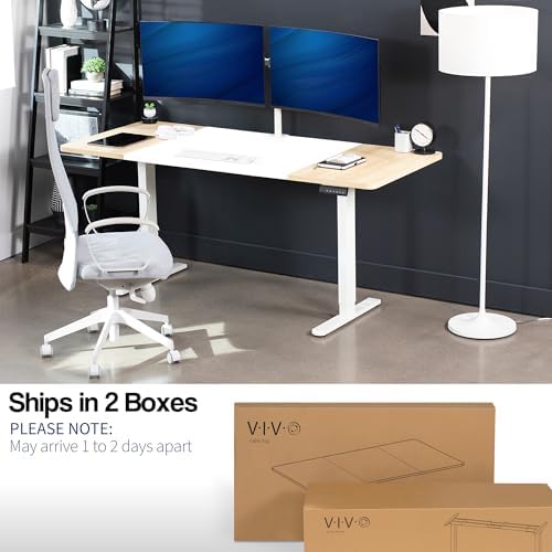 VIVO White/Light Wood 71 x 30 in Standing Desk, DESK-KIT-E2W7WC - Image 5