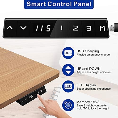 Shintenchi Electric Standing Desk, 48 x 24 Inch Height Adjustable Sit Stand Desk Morder Home Office Stand Up Desk Computer Work Station with Splice Board, (Black Frame + Bamboo Top) - Image 3