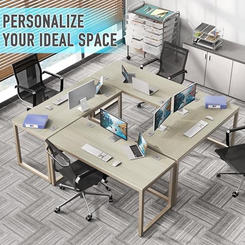 SHW 55-Inch Commercial-Grade Office Computer Desk, Maple - Image 6