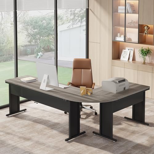 Tribesigns 83-Inch Large L Shaped Desk, Reversible Executive Office Desk, Modern Corner Computer Table Business Workstation for Home Office (Grey) - Image 5