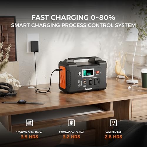 Portable Power Station 200W, FF Flashfish 40800mAh Backup Power Battery Pack With 110V AC Outlets/2 DC Ports/3 USB Ports, Solar Generator Power Supply For Home Backup, Power Outages, and Camping - Image 4