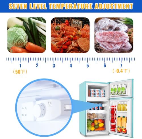WANAI 3.5 Cu.Ft Blue Mini Fridge With Freezer Compact Refrigerator for Dorm - Image 2