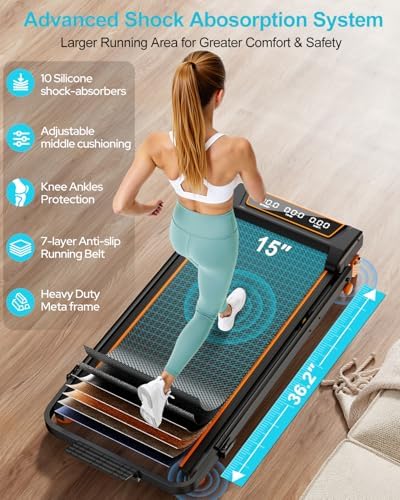 Rayspace Walking Pad with 12% Incline/Adjustable Height, Upgraded 3.5HP Walking Pad with Handle Bar, 4 in 1 Foldable Under Desk Treadmill, Electric Portable Treadmills for Home 350LBS, LED Display - Image 5