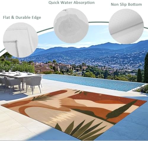 Boho Dessert 6x9 Waterproof Outdoor Rug with Non‑Slip Backing Modern Stucco Archway River Stream Machine Washable Deck Patio Rug Mat for Camping, RV, Garden, Balcony Pool - Image 5