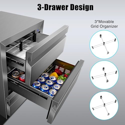 24 Inch Weather Proof Outdoor Three-Drawer Beverage Fridge - Image 5