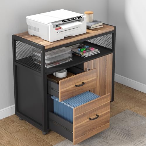 Tribesigns 55" Executive Desk with Reversible File Cabinet, Large L-Shaped Office Desk with Drawers, Business Furniture Workstation for Home Office (Dark Walnut, 55-inch) - Image 5