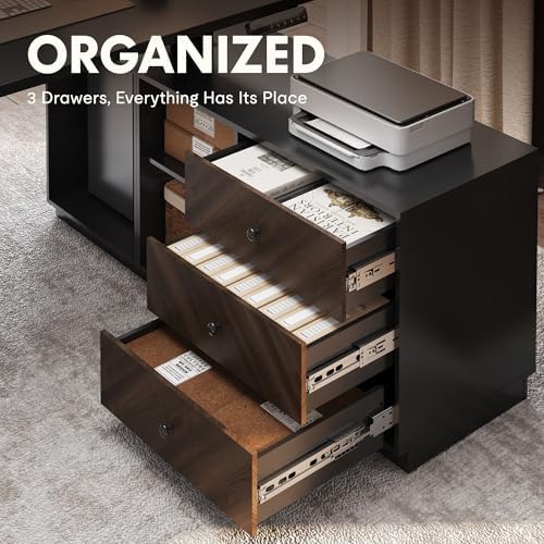 FLEXISPOT 55" Executive Standing Desk with File Cabinet, Black - Image 4