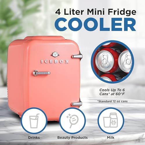 IceBox 4-Liter Mini Fridge Cooler/Warmer, IBMF4BLS, Blush Red - Image 2