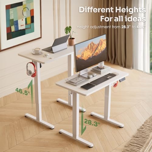 Monomi 39.4" Electric Standing Desk, Height Adjustable sit Stand up,White - Image 2