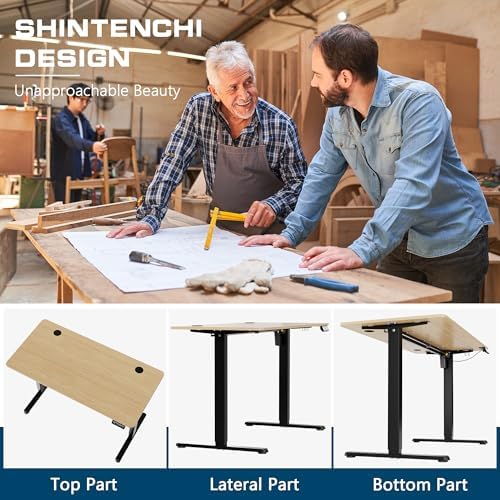 Shintenchi Standing Desk,55x24 Inch Height Adjustable Electric Sit Stand up Desk, Ergonomic Rising Computer Table, Modern Lift Gaming Desk Workstation for Home Office, White - Image 6