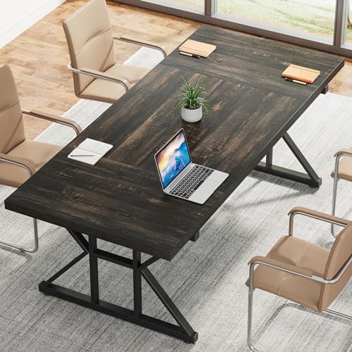 Tribesigns 70.8-Inch Executive Desk, Large Computer Office Desk Workstation, Modern Simple Style Laptop Desk Study Writing Table Business Furniture for Home Office (Black Oak, 70.8 Inch) - Image 4