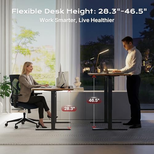 Huuger 71 x 30 Large Electric Standing Desk, Height Adjustable Computer Desk, 29.5" Deep Desktop, Stand up Gaming Office Table with 2 Hooks, 3 Preset Heights, for Home Office, Rustic Brown - Image 3