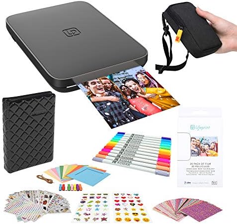 Lifeprint 3x4.5 Portable Photo and Video Printer (Black) Photo Frames Kit by Lifeprint