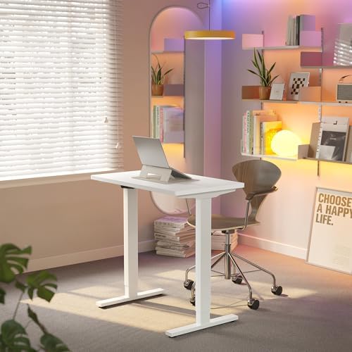 HUANUO 32x19 Inch Small Electric Standing Desk, Adjustable, White - Image 2