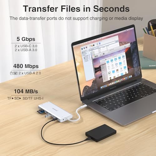 USB C Hub USB-C Docking Station Dual Monitor Triple Display Multi Adapter - Image 6
