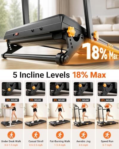 Walking Pad Treadmill with Incline 18%, Under Desk Treadmills for Home - Image 2