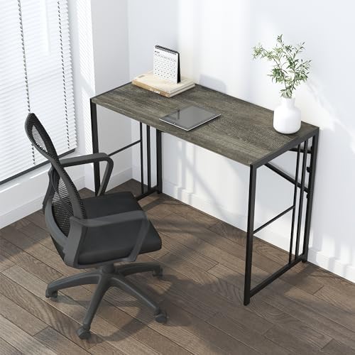 Lutown-Teen 35 inch Narrow Folding Desk, Black Oak - Image 2