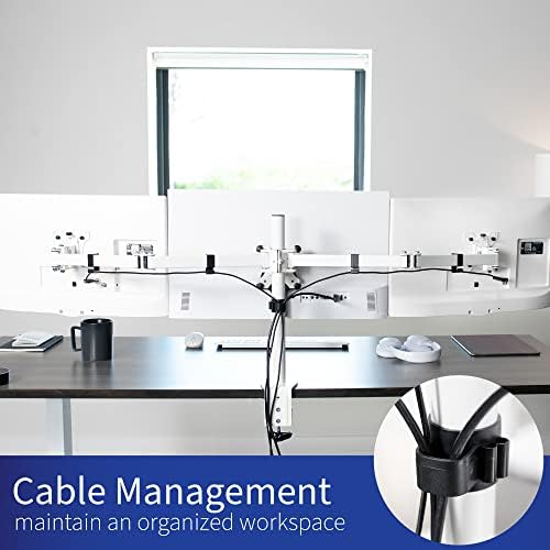 VIVO Triple Monitor Adjustable Desk Mount, Articulating Tri Stand, Holds 3 Screens up to 24 inches, White, STAND-V003YW - Image 6