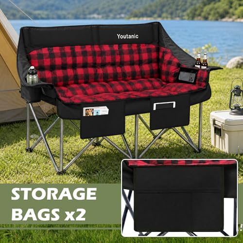 Youtanic 60" Extra Double Camping Chair for Adults, 700lbs Padded Loveseat - Image 5