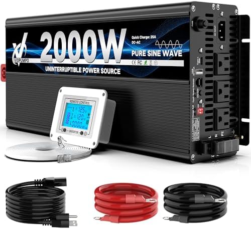 2000 Watt sump pump backup battery system, automatic switchover to battery inverter power, professional backup system in case of power failure, pure sine wave output Remote controller with LCD screen by Unknown
