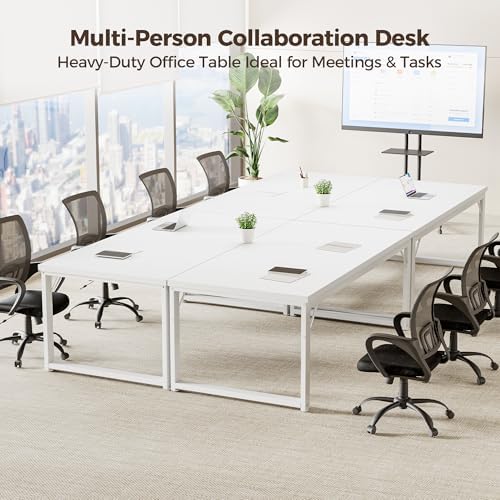 Mericonia 40 Inch Computer Desk, 1" Thick Small Office Table, White - Image 7