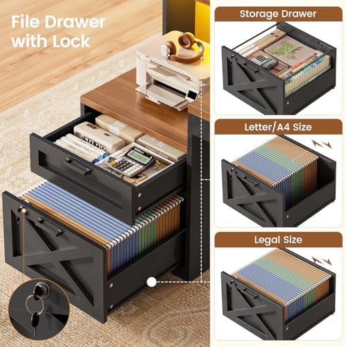 SEDETA 65"x59" L Shaped Desk with Lockable Drawers Storage for Home Office - Image 4