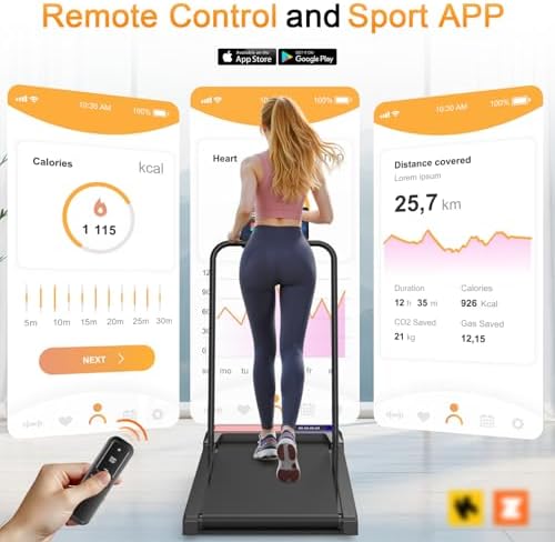 Walking Treadmill Pad with Incline Handle Bar, Silent and Foldable Fitness Equipment, Treadmill with 4-in-1 Modes, Easy Assembly, Portable Home Gym Equipment - Image 3