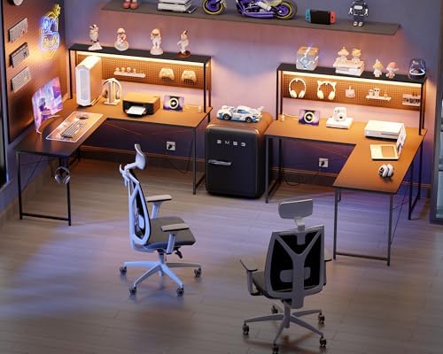 Pamray 60 Inch L Shaped Gaming Desk with Shelves and Storage - Image 3