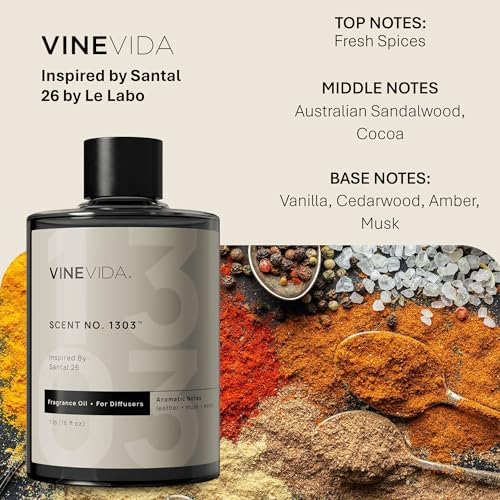 VINEVIDA [16 Fl Oz] Scent NO. 1303 Fragrance Oil for Cold Air Diffusers, Aromatic Notes of Leather Musk Sandalwood, Essential Oils for Diffuser Oil Refill & Air Freshener Room Spray - Image 2