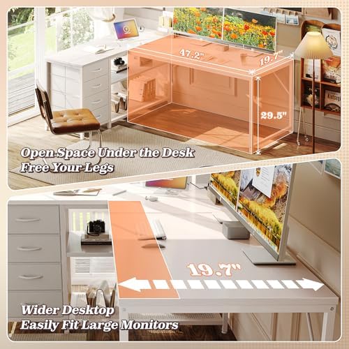 PRAISUN 61" L Shaped Desk with Power Outlets & 4 Drawers - Image 5